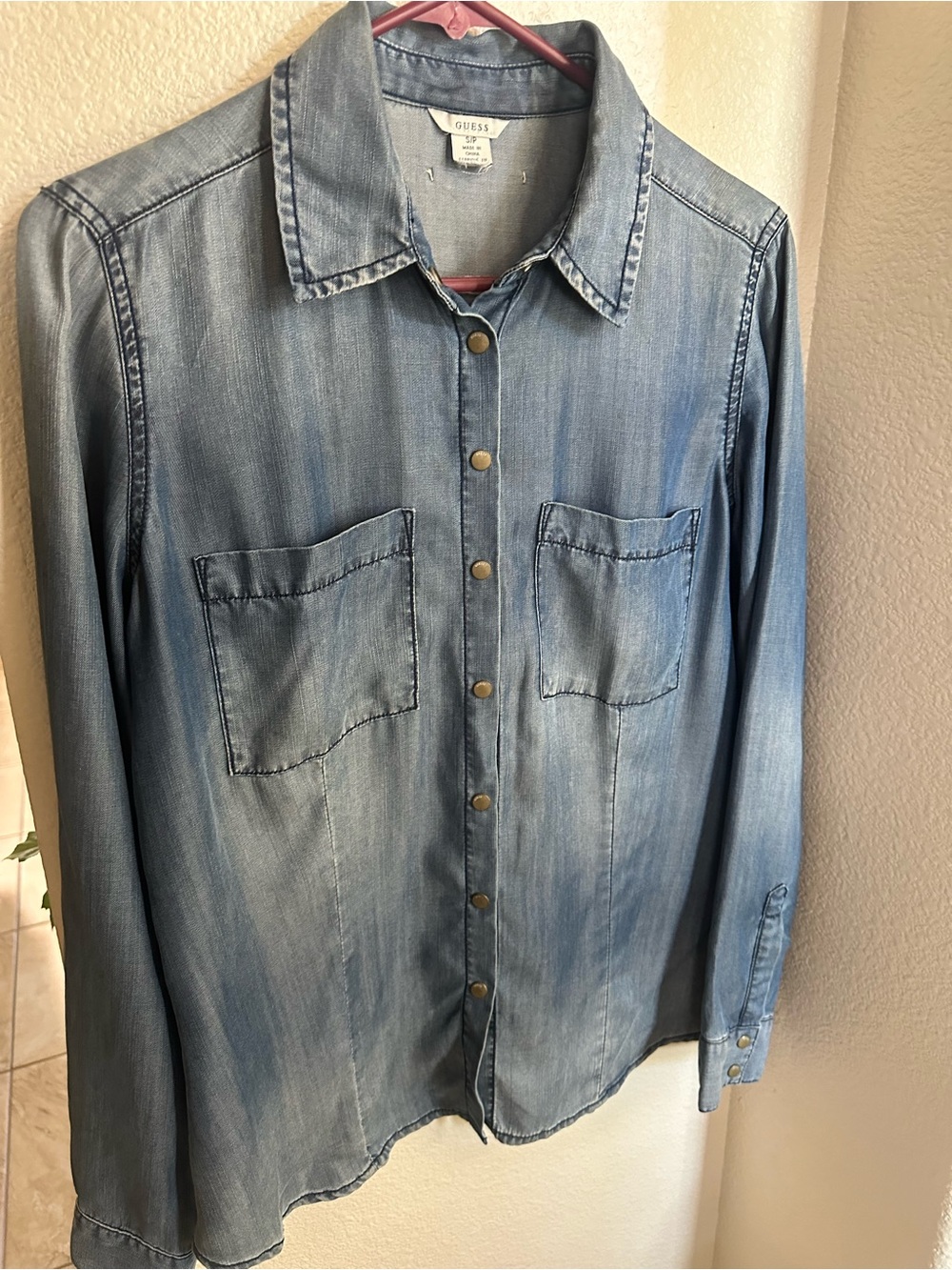 Guess Women's Light Blue Denim Shirt